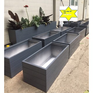 chậu trồng cây composite mầu ghi