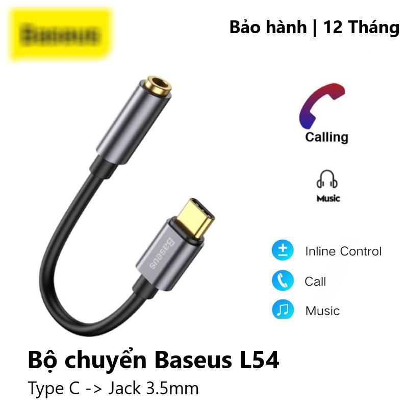 Cáp Chuyển Đổi Type-C Sang Cổng 3.5mm Baseus L54 , jack chuyển tai nghe chân TYPE-C sang chân 3.5mm