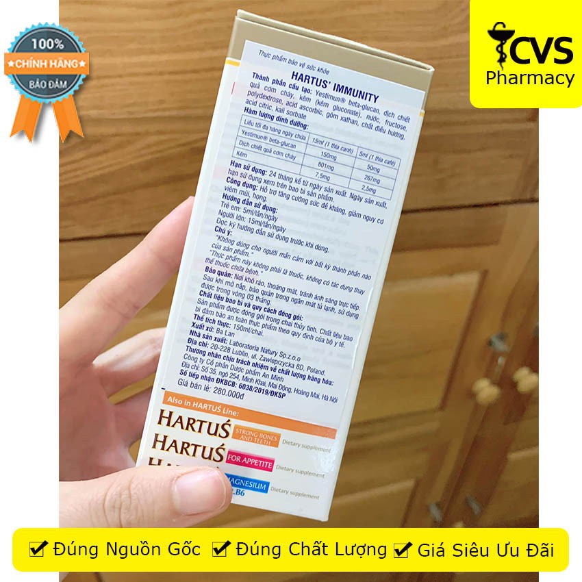 Siro Hartus Immunity 150ml - Tăng cường sức đề kháng cho trẻ - cvspharmacy