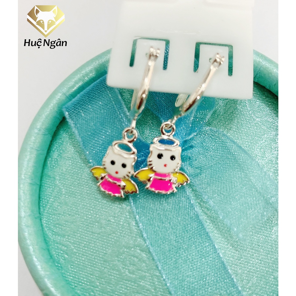 Bông tai Trẻ em bạc Ý 925 Huệ Ngân - Mèo kitty Thiên thần RYE141115
