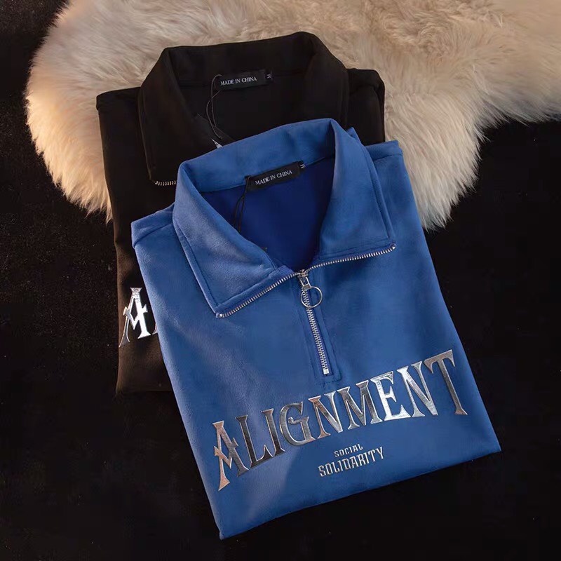 Polo Nỉ Nma Nữ Khóa Cổ Dáng Rộng Cổ Bẻ Hàn Quốc Unisex Uzzlang Hot Trend