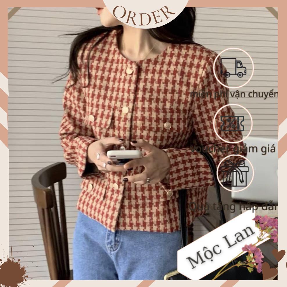 (MộcLan ORDER) Áo dạ tweed họa tiết siêu xinh phong cách Hàn Quốc | BigBuy360 - bigbuy360.vn