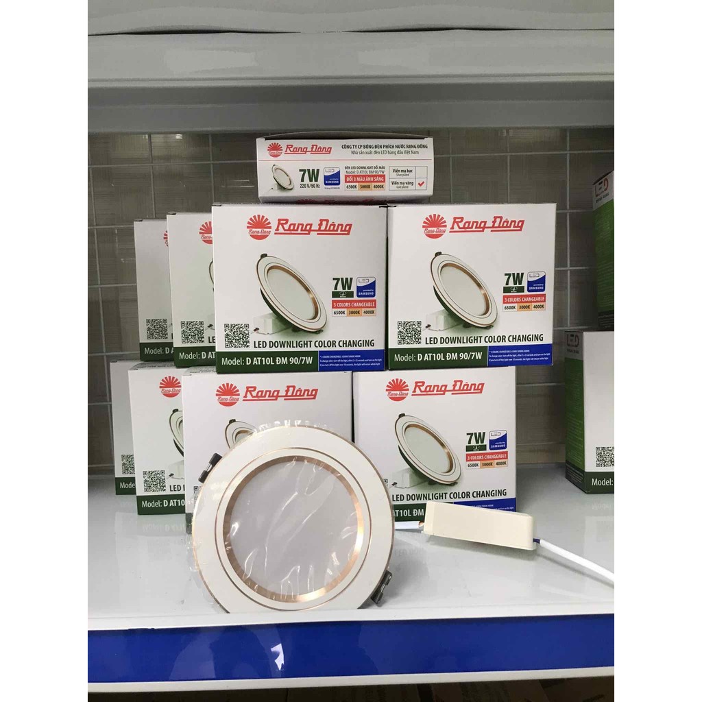 Đèn LED Âm trần Downlight Đổi màu 3 chế độ viền vàng Rạng Đông 7W - 9W - 12W DAT10L ĐM