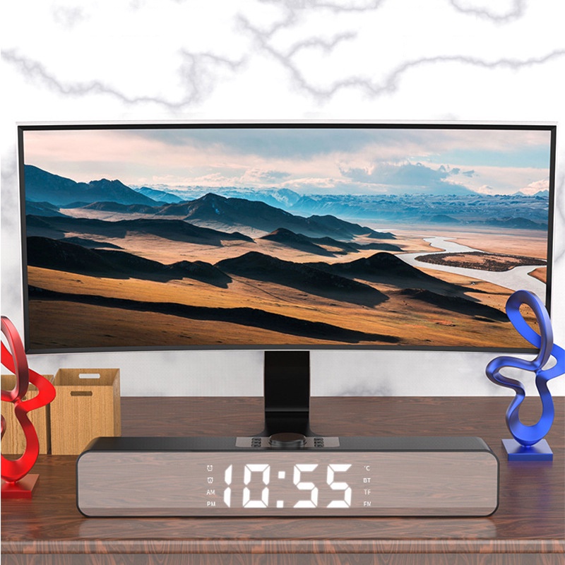 Loa Bluetooth mini không dây G28, Loa Bluetooth kiêm đồng hồ báo thức, nghe đài FM,màn hình tráng gương hiển thị đèn led