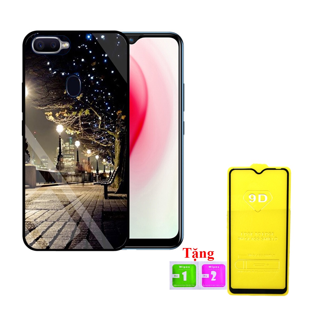 &quot;Combo 1 ốp lưng Oppo F9  + 1 Cường Lực&quot; Mặt kính 3D sang trọng_Không Nhòe, Không Phai Hình ( Tim shop )