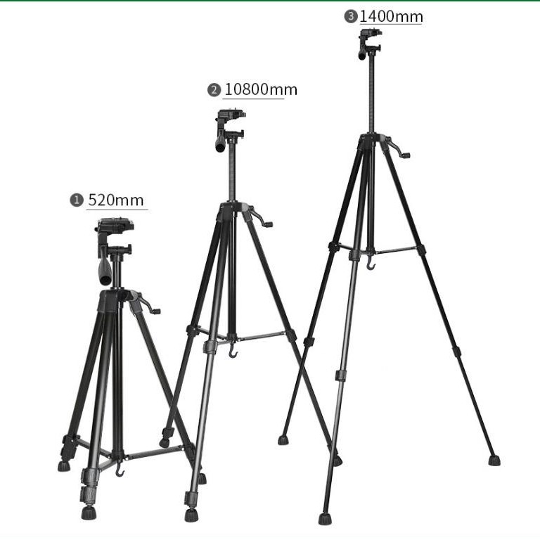 Chân máy ảnh, tripod Weifeng WT-3520, khung nhôm cao cấp, tặng kèm kẹp điện thoại