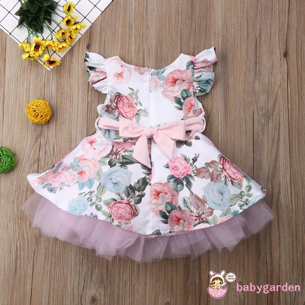 Đầm Xoè Tutu Sát Nách Hoạ Tiết Hoa Cho Bé Gái 6 Tháng-4 Tuổi