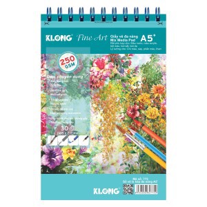 [Sổ vở đẹp] Sổ vẽ KLONG lò xo kép đa năng Fine Art A5 - 250 GSM - 30 tờ; MS: 775