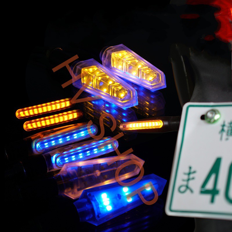 xinhan xe may Xi nhan led chớp tự động 2 màu nhỏ gọn HV8 ( sáng vàng - xanh ) ( 1 cặp )