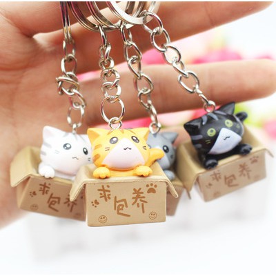 Móc khóa mèo con trong hộp dễ thương/ keychain mèo con