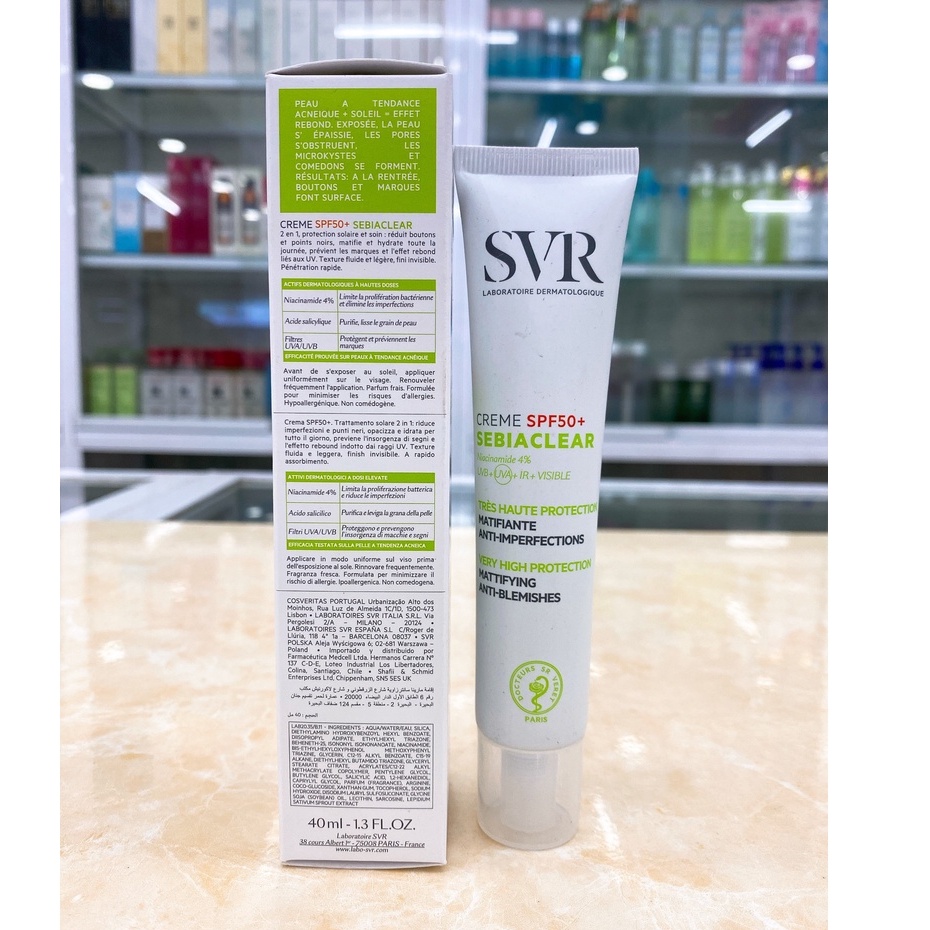 Kem Chống Nắng Hỗ Trợ Giảm Mụn Thâm SVR Sebiaclear Crème SPF50+ 40ml Pháp