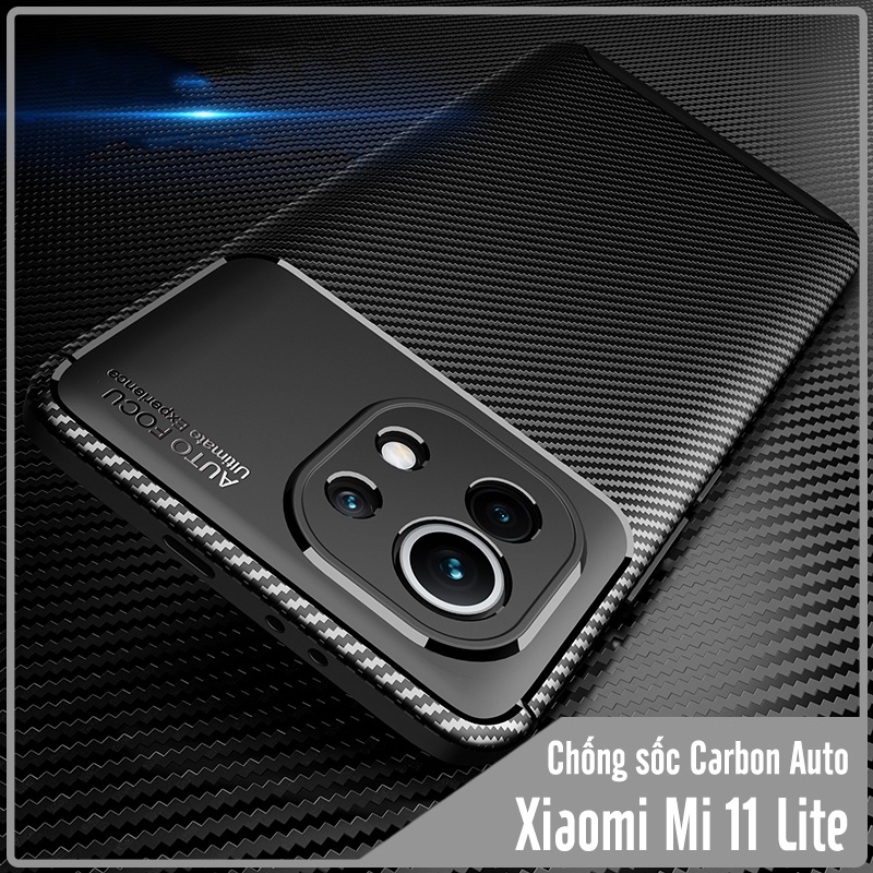Ốp lưng cho Xiaomi Mi 11 Lite 4G - 5G - NE chống sốc Carbon Auto Focus