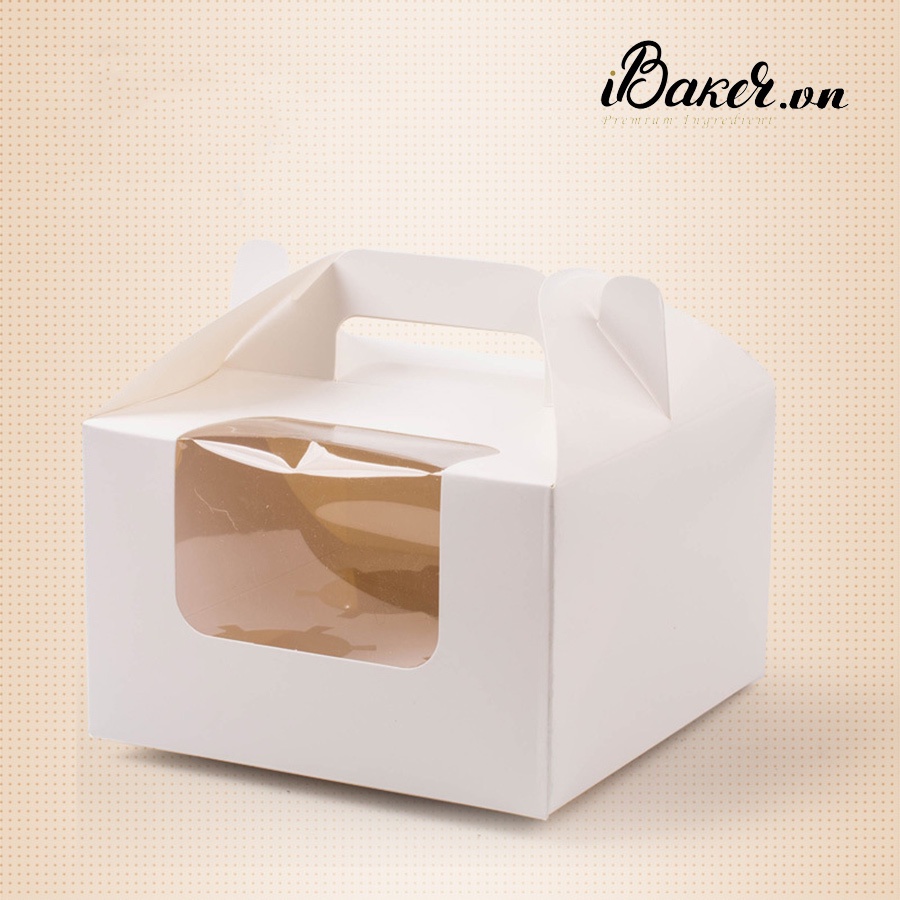 Hộp cupcake 4 bánh xách tay trắng