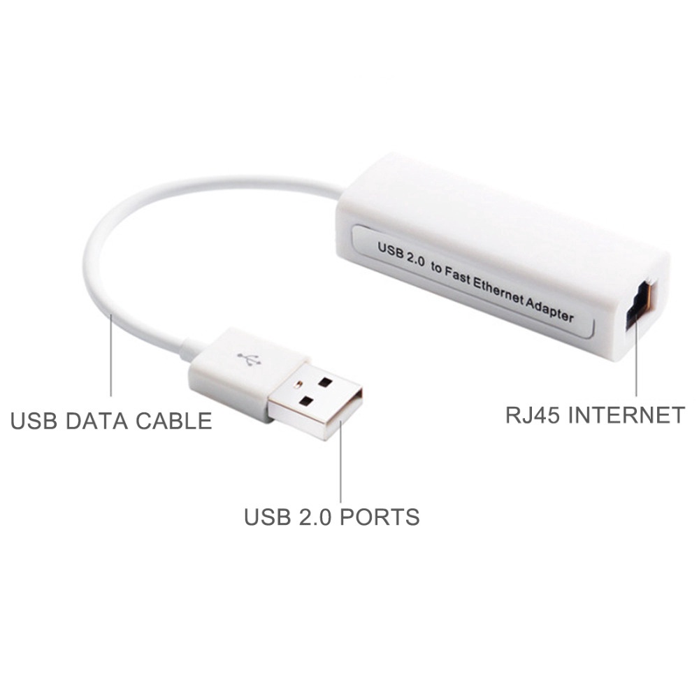 Thẻ Mạng Lan Chuyển Đổi USB 2.0 Sang RJ45 Cho Windows 11 / 10 / 8 / 7 / XP
