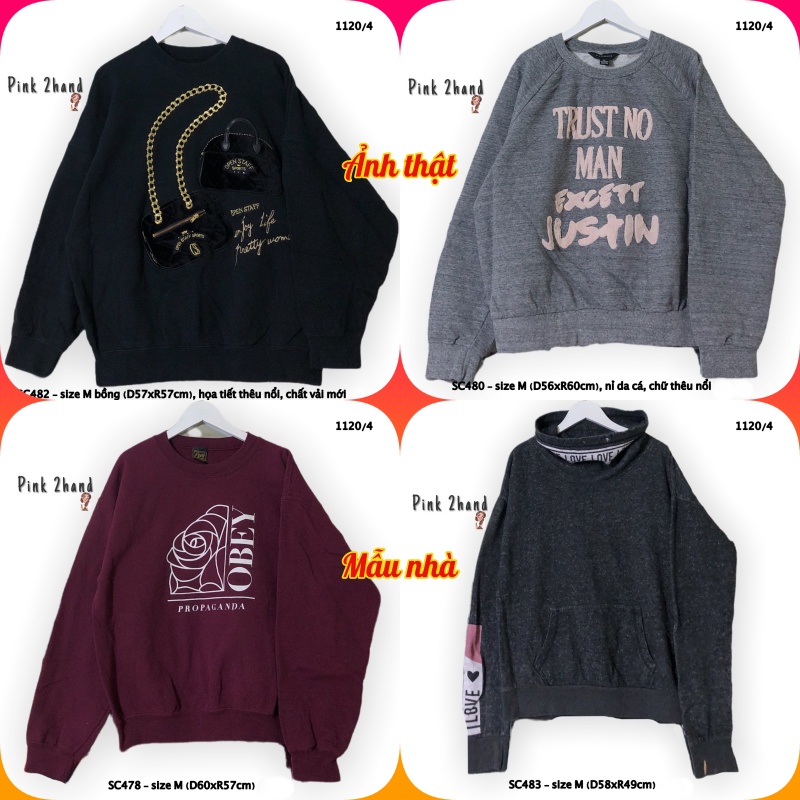 Áo Sweater nữ, nam 2hand, chất dày, size XL/XXL - 1812-4