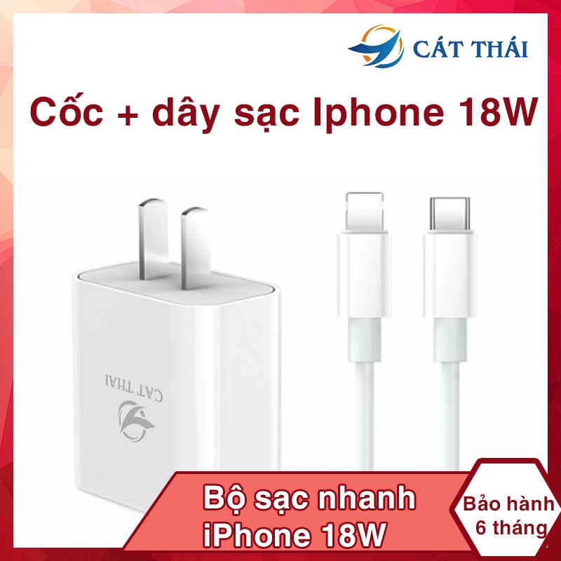 Cốc sạc dây sạc Cát Thái cao cấp hỗ trợ sạc nhanh PD 18W nhỏ gọn dễ mang thích hợp cho các bạn sử dụng thiết bị Apple