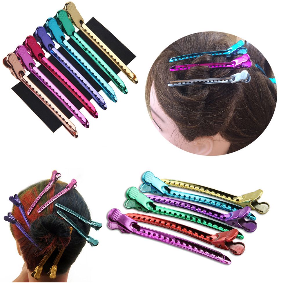 Set 6 / 12 Kẹp Mỏ Vịt Bằng Kim Loại Nhiều Màu Tạo Kiểu Tóc Làm Đẹp Cho Nữ