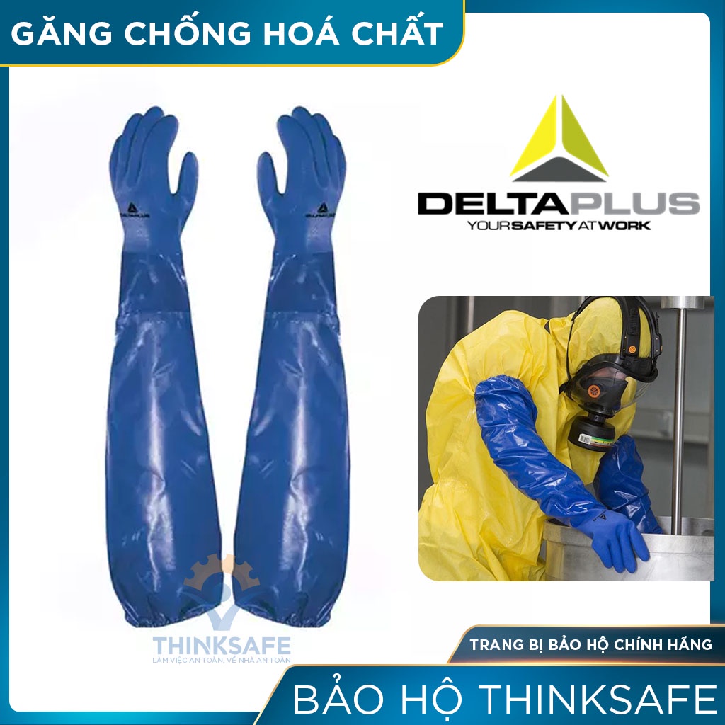 Găng tay cao su chống hóa chất Deltaplus Thinksafe,  chống mài mòn, chống dầu và hóa chất, thấm hút mồ hôi tốt - VE766