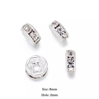 Set 50 hạt pha lê bạc 8mm dùng làm trang sức
