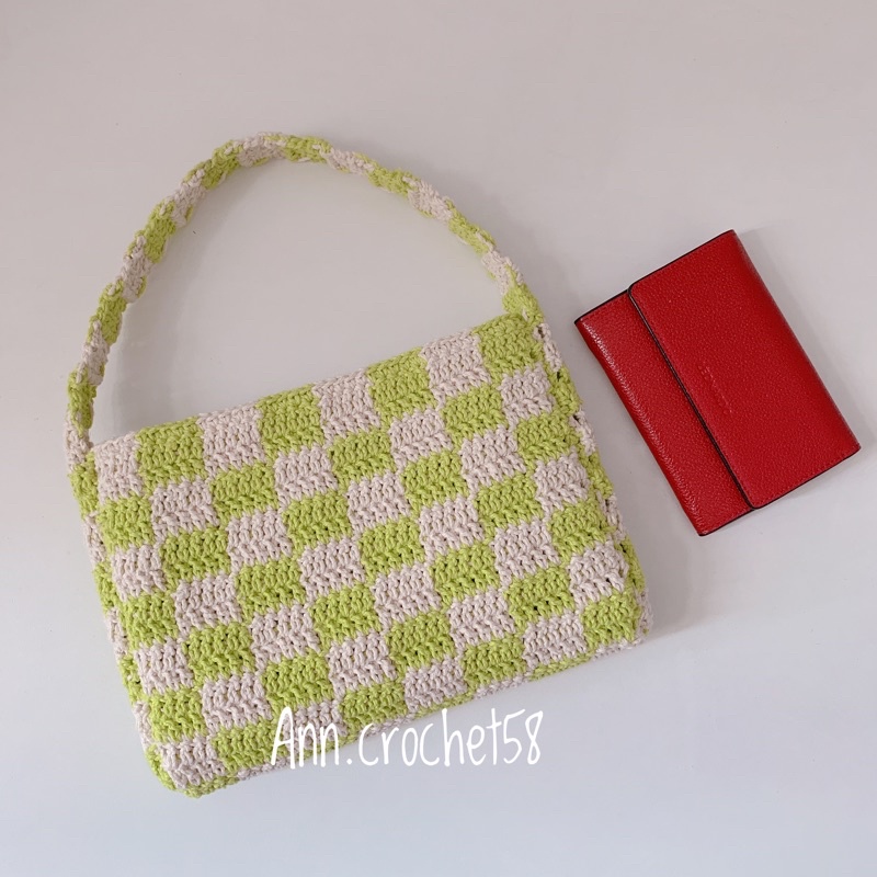 Túi checkered bag len móc handmade [Ảnh thật]