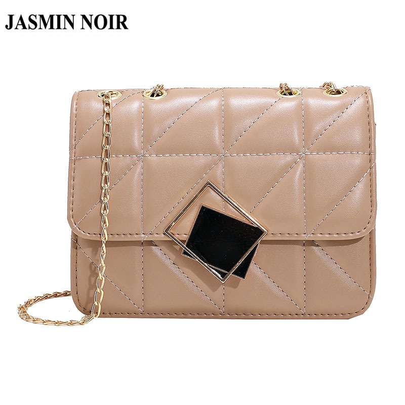 Túi Đeo JASMIN NOIR Chéo Dáng Vuông Nhỏ Họa Tiết Caro Phối Dây Xích Thời Trang Cao Cấp Cho Nữ