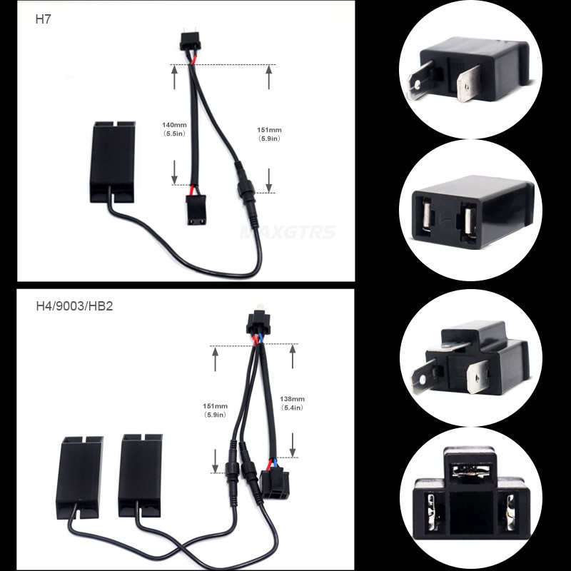 Bộ 2 điện trở tải MAXGTRS 50W H1 H4 H7 H8 H11 H10 9005 9006 HB3 HB4 9012 881