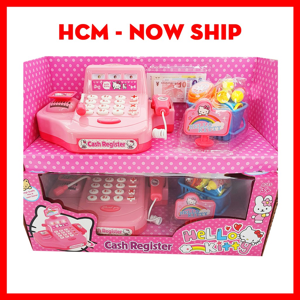 Đồ chơi quầy thu ngân - thanh toán trong siêu thị hình hello kitty màu hồng dễ thương quà tặng dành cho bé gái