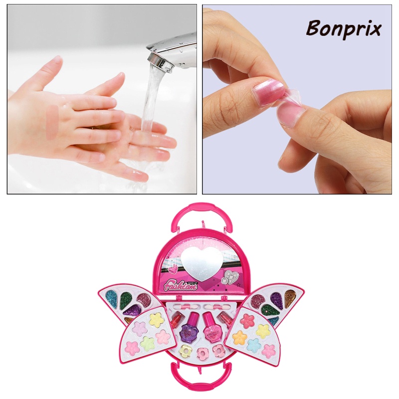 [Hàng mới về] Bộ mỹ phẩm đồ chơi bảng phấn mắt kem lót sơn móng tay son môi rửa được không độc hại có gương cho bé gái