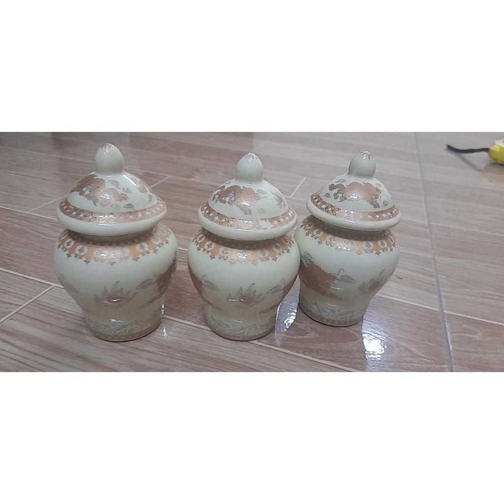 Chóe đựng muối gạo thờ cúng men vàng kim bát tràng hàng loại 1