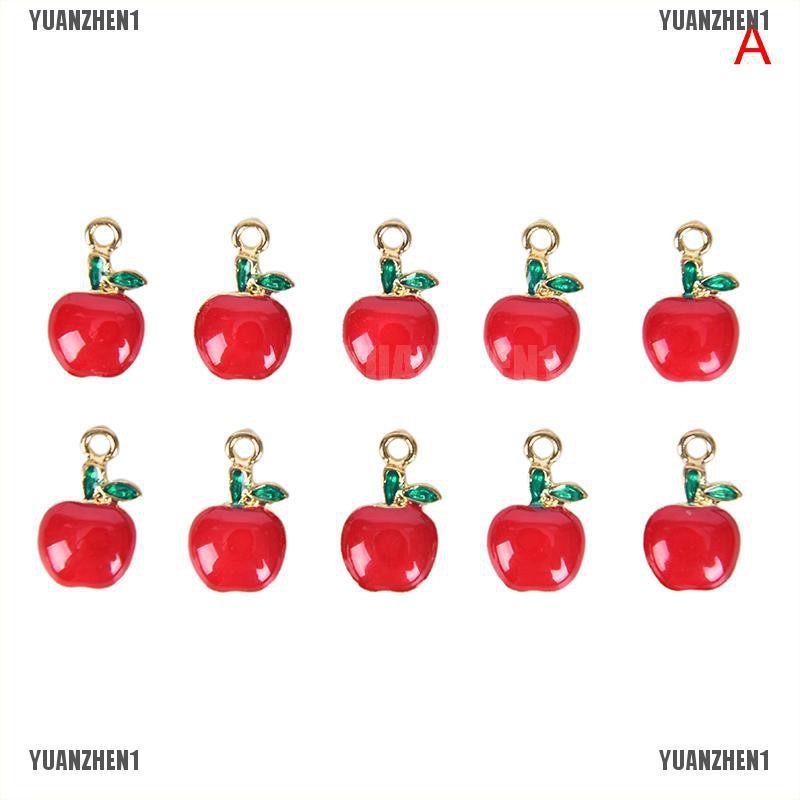 1 [Yuanzhen] Set 10 Mặt Dây Chuyền Hình Trái Cherry Bằng Hợp Kim Tráng Men Thủ Công DIY