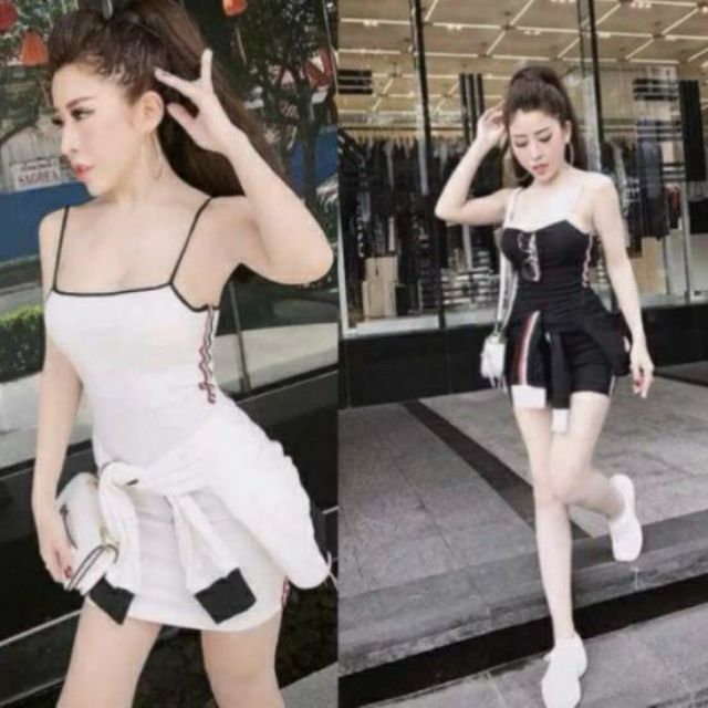 SÉT Đầm body và áo khoác sang chảnh(Vải borip dày đẹp)