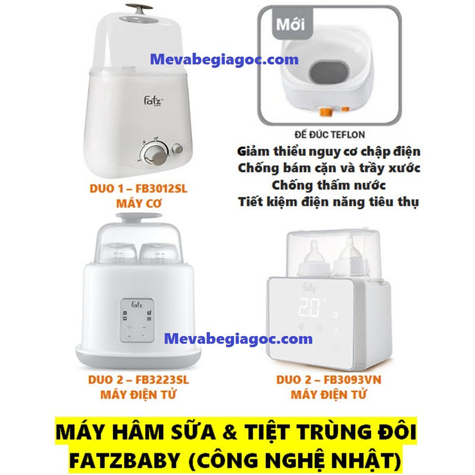 Máy hâm sữa &amp; tiệt trùng đôi Fatz Fatzbaby (Duo 1 - FB3012SL, Duo 2 - FB3223SL, Duo 3 - FB3093VN)