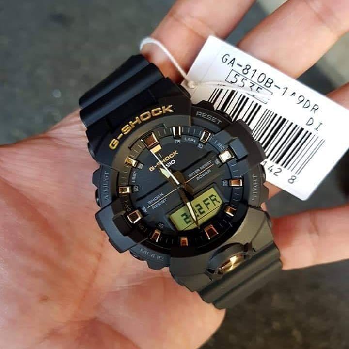 Đồng hồ nam Casio Đồng G-Shock GA-810B-1A9DR chính hãng Mặt vàng Gold Dây vỏ đen nhám