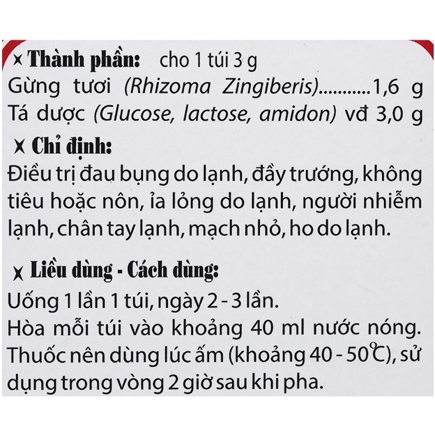 Trà gừng hòa tan Traphaco giảm đau bụng, đầy trướng hộp 10 túi