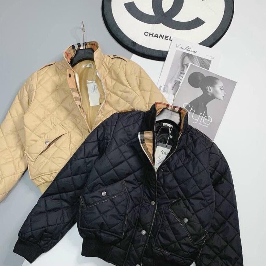 Áo Khoác Phao Nữ Quả Trám TEMA - Áo Khoác Phao Bomber Cổ Sen Lót Kẻ | BigBuy360 - bigbuy360.vn