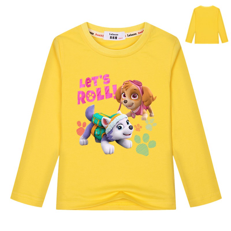 áo thun dài tay cho bé gái hoạt hình paw patrol tops dễ thương in quần áo