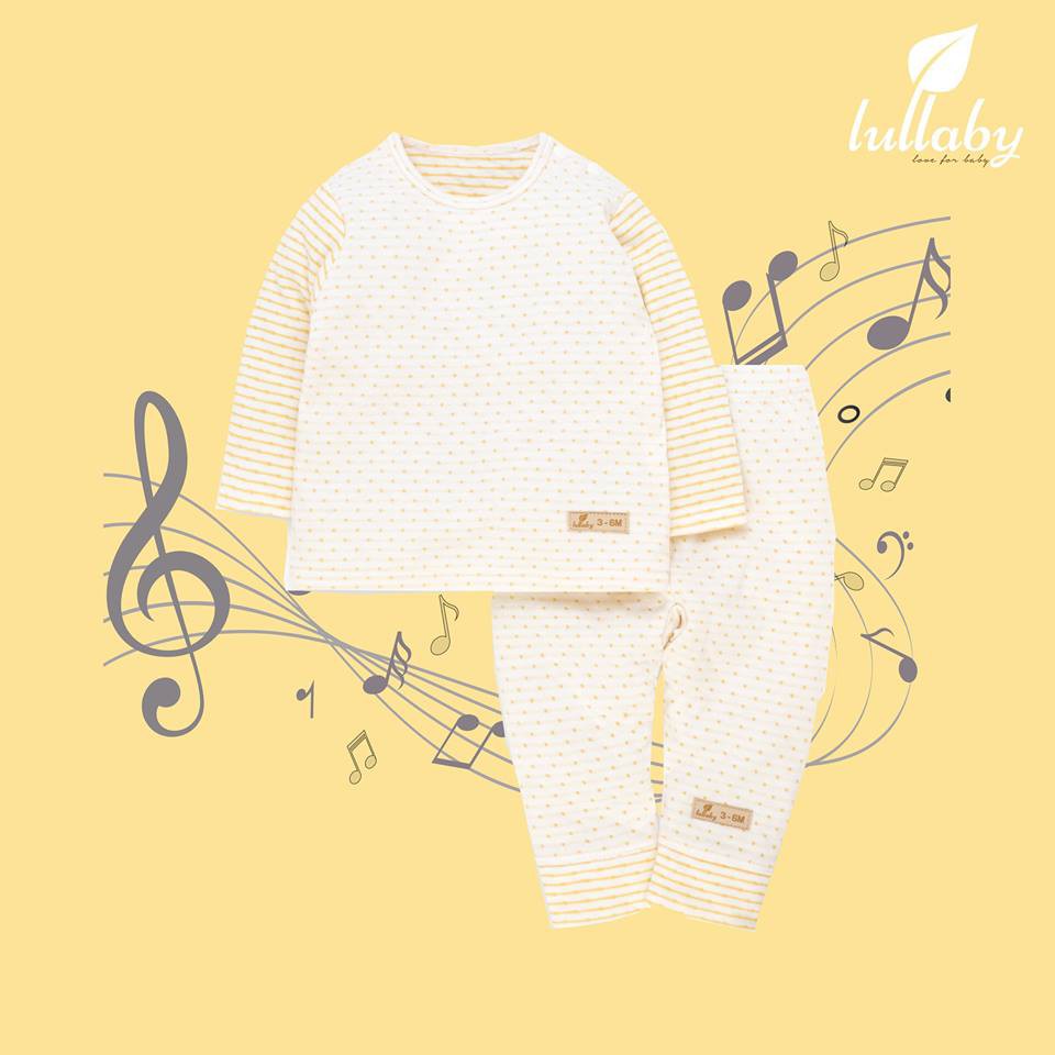 LULLABY Bộ quần áo dài tay cài vai thu đông Doubleface NH030418