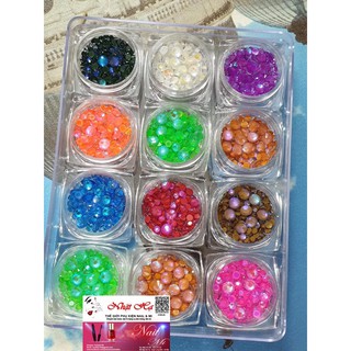 Sét Phụ Kiện Đá Phản Quang Trang Trí Móng Nail Mix 12 Màu Siêu Đẹp