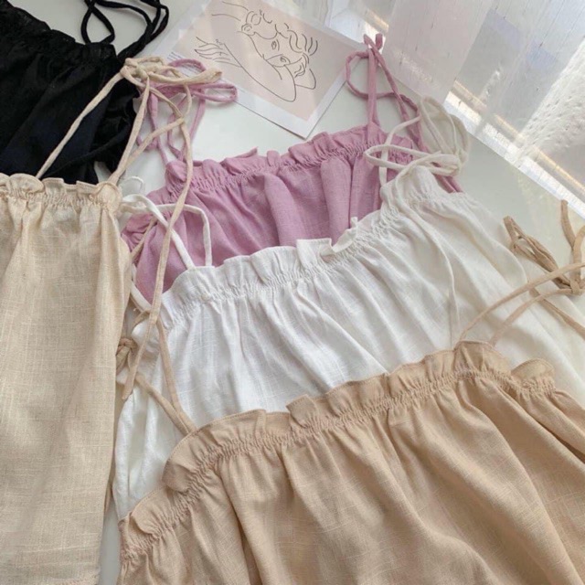[Mã FAMAYWA giảm 10K đơn 50K] Áo 2 dây đũi linen viền bèo siêu hot | BigBuy360 - bigbuy360.vn
