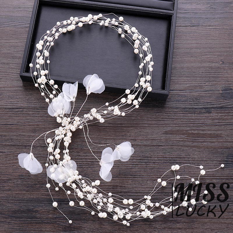 Phụ kiện cài tóc dáng dài đính ngọc trai nhân tạo dịu dàng cho nữ