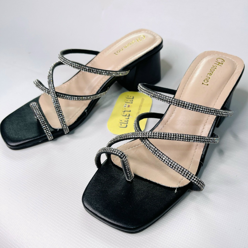 Giày cao gót xỏ ngón, dép nữ quai mảnh dây xoàn 5p cd50