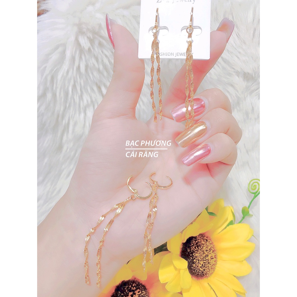 Bông Tai Nữ Kiểu Mì Mạ Vàng 18K Thời Trang