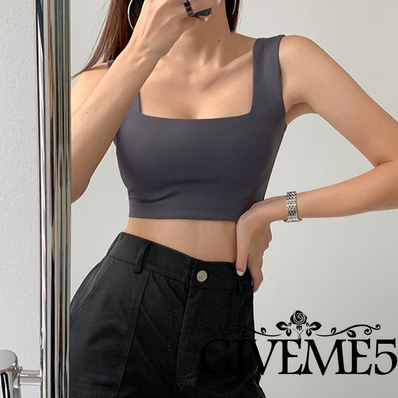 Áo ba lỗ cổ vuông màu trơn thời trang dành cho nữ