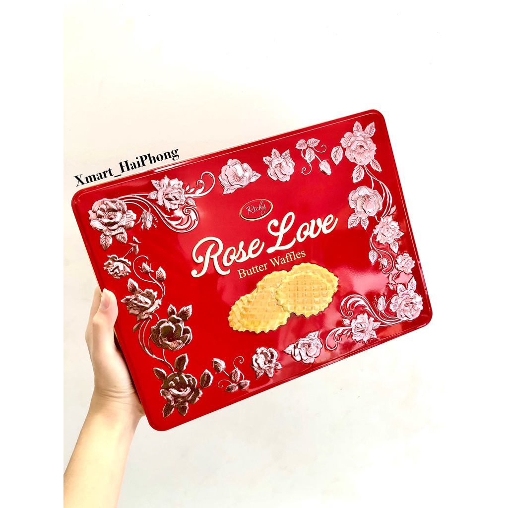 Bánh quy bơ trứng nướng Rose Love Richy hộp thiếc 510g