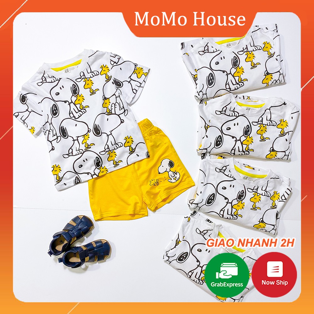 Bộ Cộc Tay Cho Bé Hình Cún Snoopy Vàng Siêu Cưng MoMo House