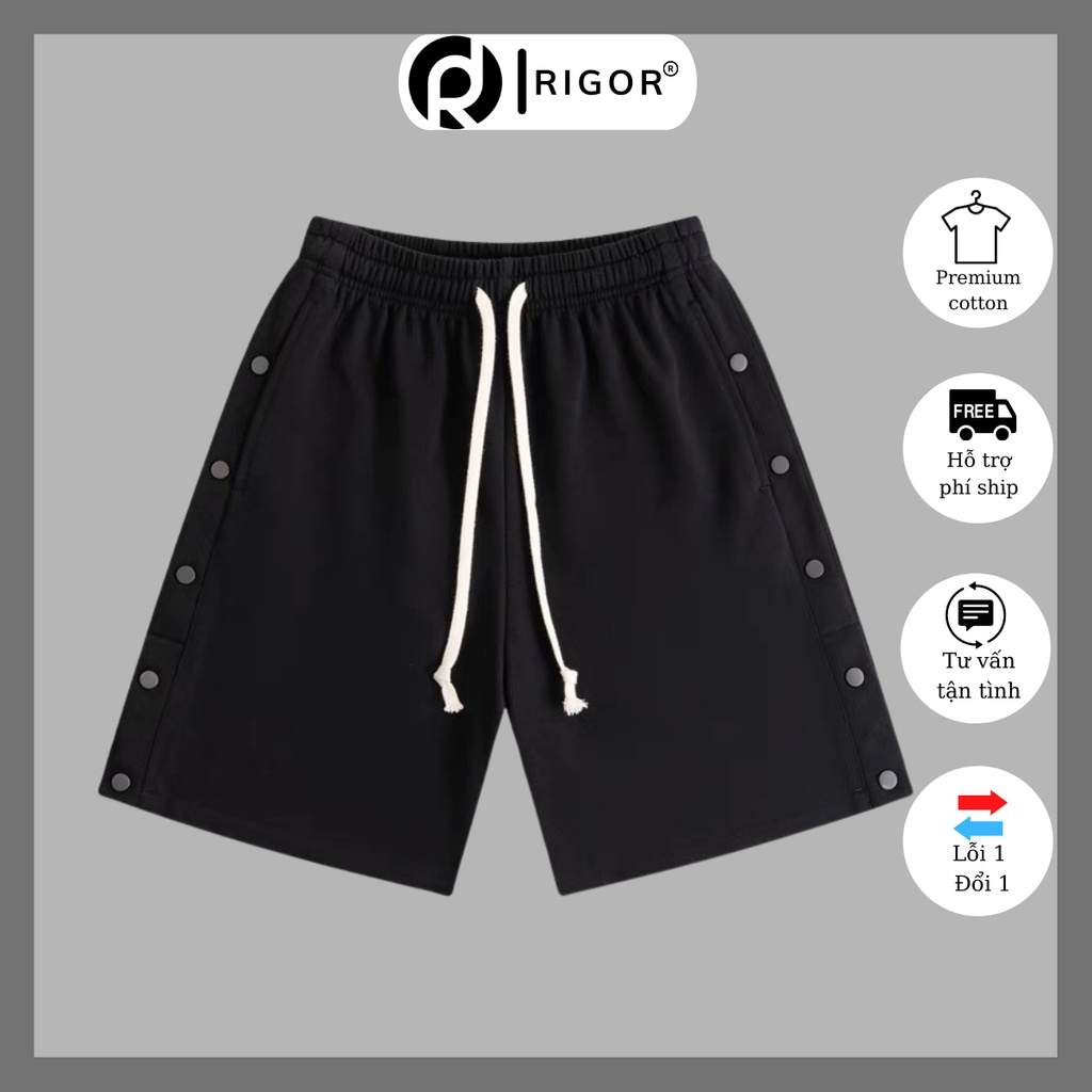 quần short nam cúc 2 bên phong cách hàn quốc RIGOR , quần đùi unisex nam nữ