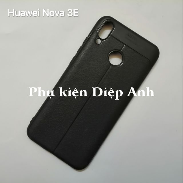 Huawei Nova 3e | Ốp lưng vân da auto focus tặng dán lưng carbon