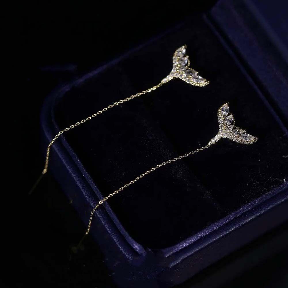 Khuyên Tai Đuôi Cá Dáng Dài Thiết Kế Ngọt Ngào Cho Nữ|Khuyên Tai Phong Cách Hàn Quốc Cho Nữ