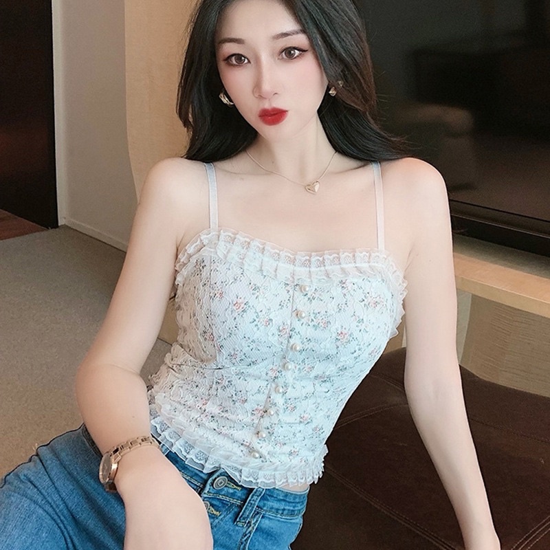 Áo Bra Ren Tiểu Thư Đính Ngọc Siêu Xinh - Áo Croptop Hai Dây Ren Cao Cấp