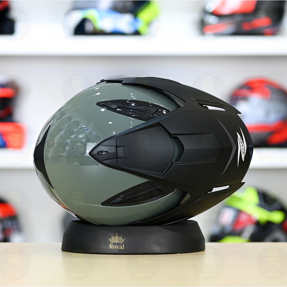 Mũ 3/4 2 Kính Zeus 613B Xám Bóng Tặng Kèm Mái Che Có Thể Tháo Rời